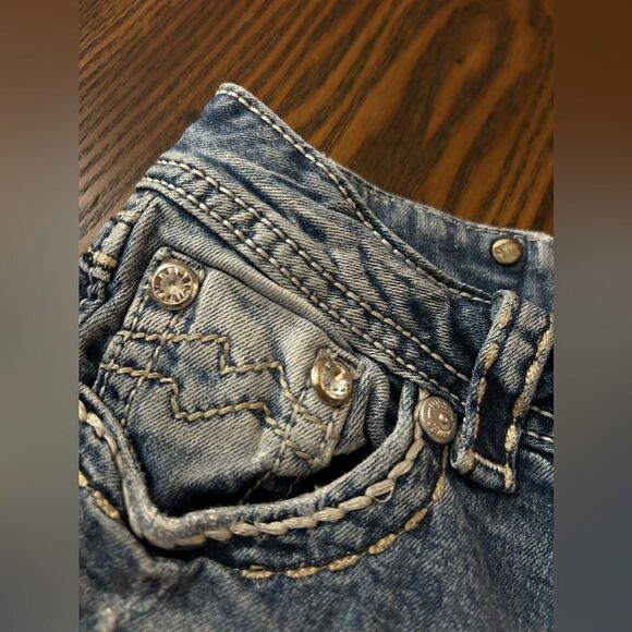 Miss Me distressed Denim Jeans women’s 26 bootcut light blue embellished bling - Picture 9 of 16